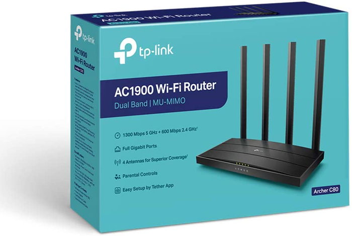 TP-Link Archer C80 AC1900 Router Inalámbrico Dual-Band Gigabit Negro